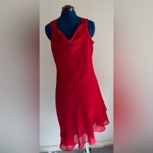 R&K Elegant Chiffon Red Sleeveless Dress